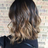 Chocolate to Caramel Balyage with a Long Bob