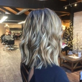 Golden Blonde Balayage with Shoulder Length Cut