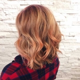 Copper Hair with Rose gold Balayage and a Shoulder Length Cut