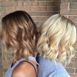 Caramel and Blonde Balayge both with Shoulder Length Cuts