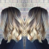 Golden Blonde Balayage with Blunt Cut