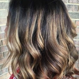 Chocolate to Caramel Balayage with a Shoulder Length Cut